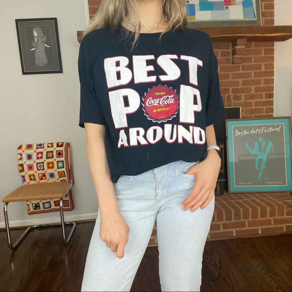 Y2K 2010s Coca-Cola Best Pop Around Dad Joke Oversized Soda Graphic Tee - Picture 3 of 11